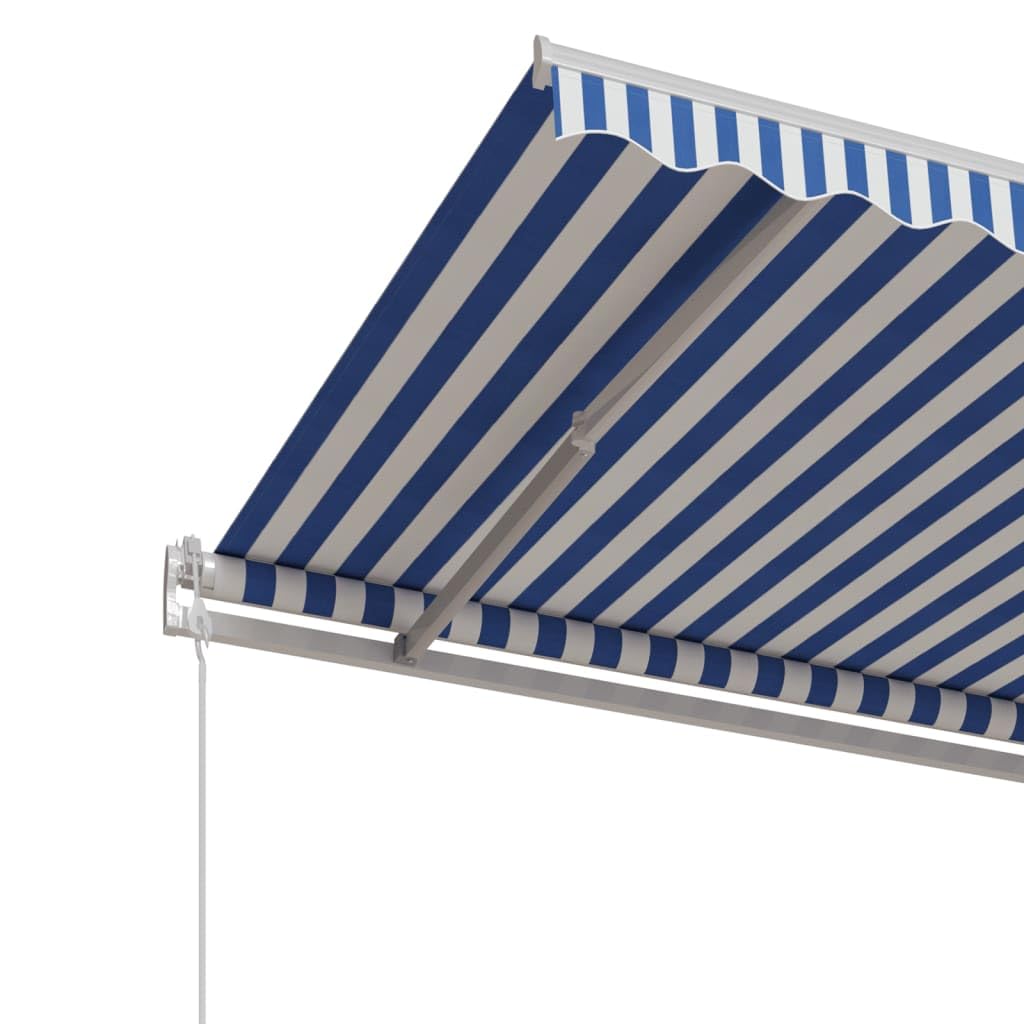 Festnight Store Banne Motorisé 5x3,5 Store banne Electrique avec Télécommande Auvent Rétractable à Bras Repliable pour Balcons Terrasse et Jardin-Bleu et blanc-500 x 350 cm