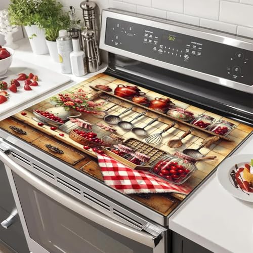 Image of HOMETITUTE Vintage Farmhouse Cherry Stove Cover 28x20 Diatomite Mat