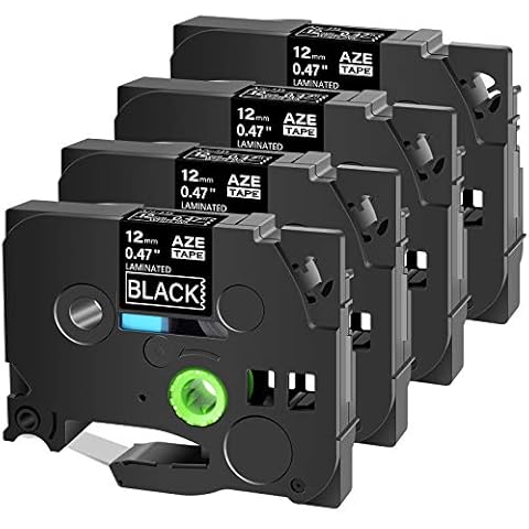 Cruxer Compatible for Brother TZE335 TZ335 AZE 335 12mm 0.47" Labelling Tape White on Black Replacement for PT Cube PTE550 PTP750 PTD210 PTD450 PTH110 PTD400AD PT710BT Label Makers, 4-Pack Cover