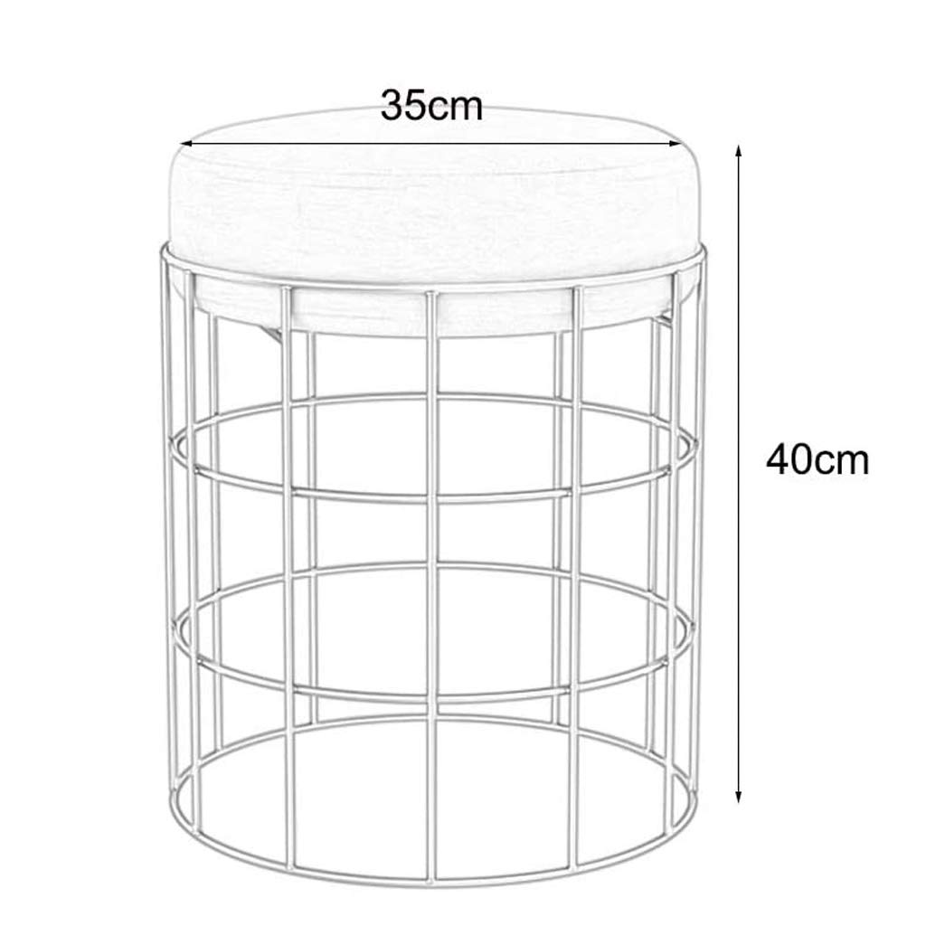 Taboret do Siedzenia Stołek do przewijania butów, okrągły tapicerowany podnóżek w łazience stolik nocny toaletka ze złotą metalową nogą (kolor: argento)