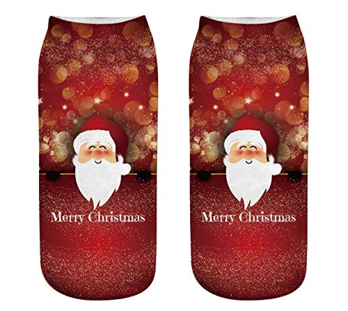 Inf-way 3D Print Christmas Casual Socks, Unisex Ankle Socks for Women Girl Gift (Christmas 10 Pairs)2