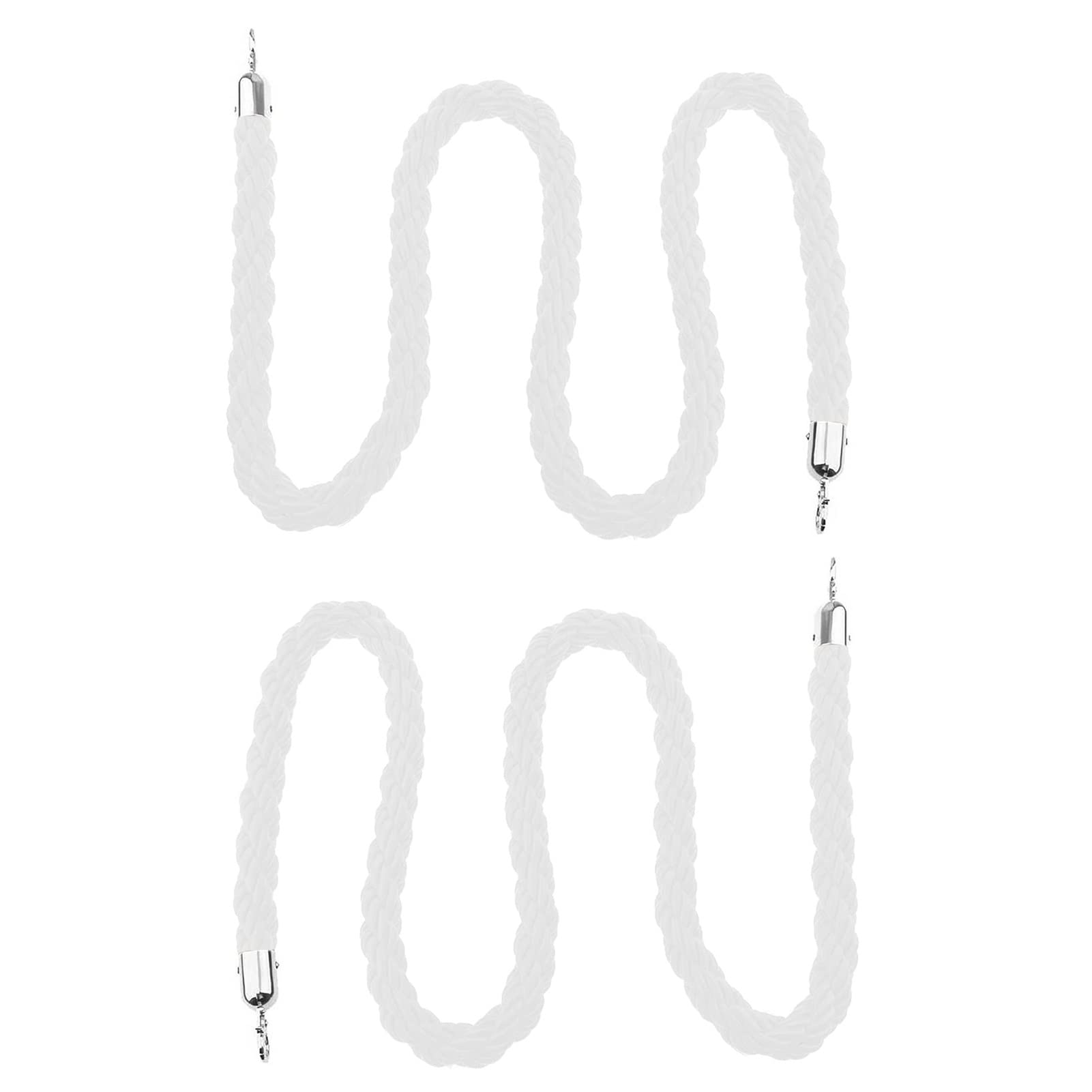 Aioneer Twisted Hemp Rope Barrier Post In White, Yellow, Black, Red & Blue – 2M/6.5Ft Queue Management & Entry Line Divider For Effective Crowd Control-White-2m/6.5ft