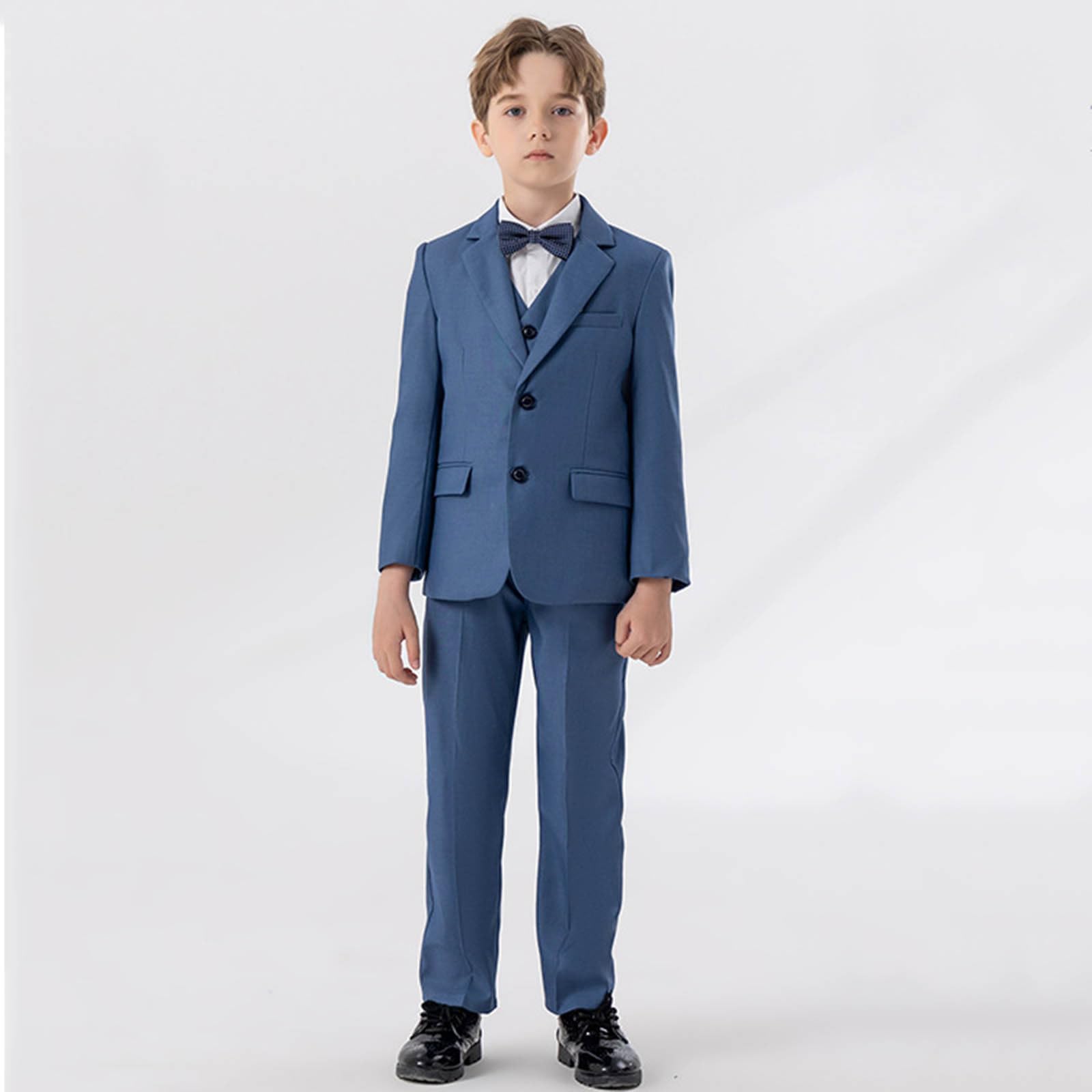 Generisch Kinder Bekleidung Junge Jungen Business Anzüge Mantel 4 Stück Outfit Smoking Set Für Kinder Formelle Anzug Für Jungen Mit Weste Hosen 10 9 (Dark Blue, 10-11 Years)