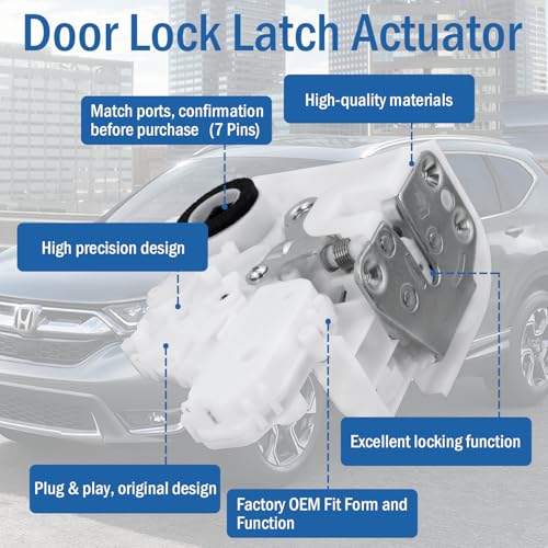 Image of Front Right Passenger Side Door Lock Latch Actuator Motor with Rod Compatible with 2007-2011 Honda CR-V CRV, Replaces 72110-SWA-D01 DLA1015 72110-TA0-A11 937-566