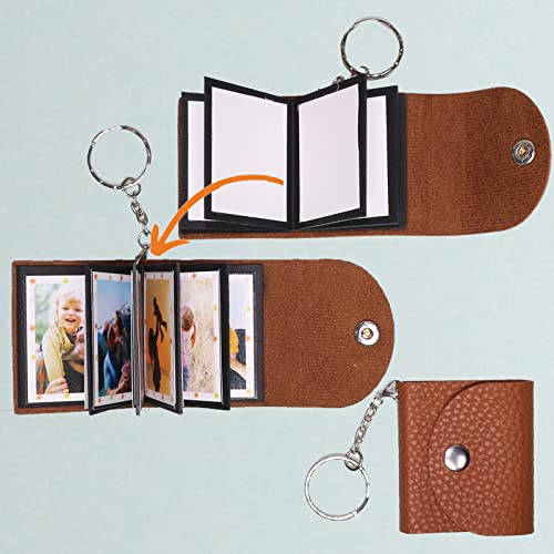 Mini-Fotoalbum mit Schlüsselanhänger, DIY Kleines, benutzerdefiniertes Leder-Fotogedächtnis, Schlüsselring Bild Schlüsselanhänger, Personalized Kleines Taschen Foto-Schlüssel Zubehör für Familie,Paare