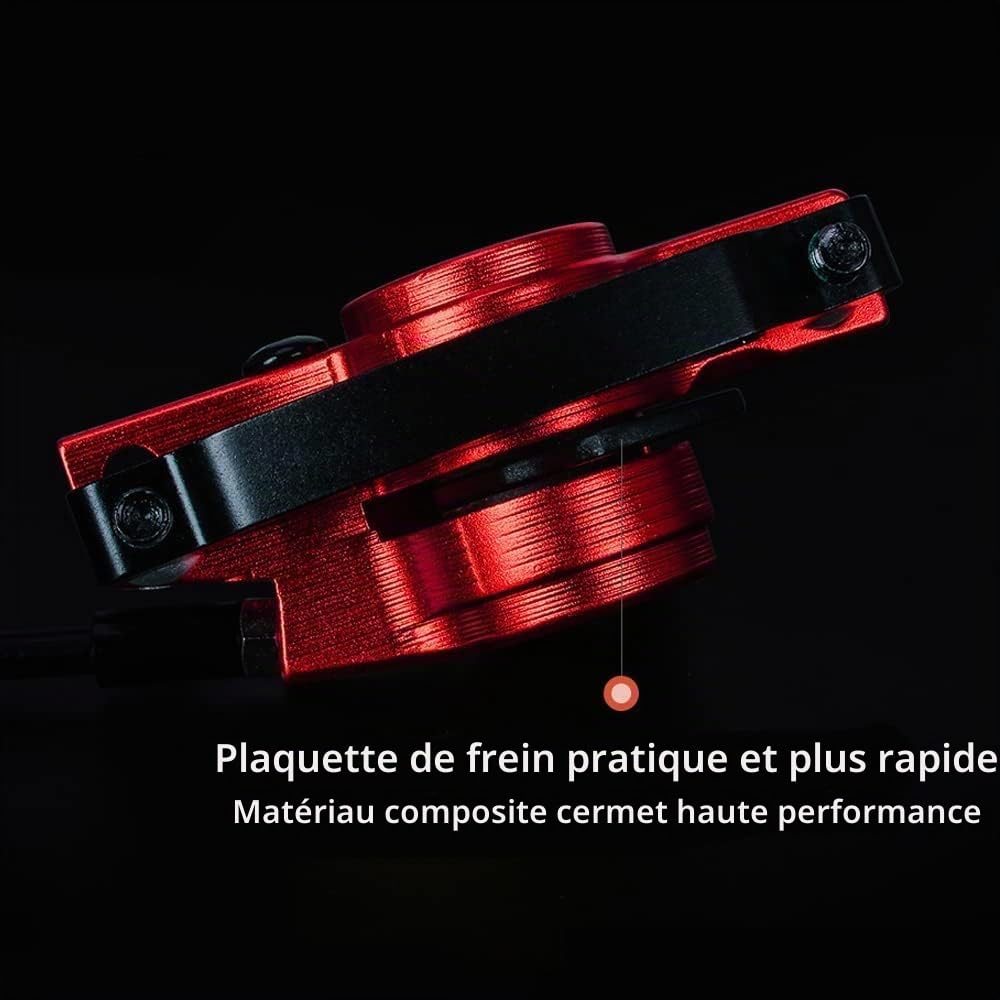 HoldOneLight Ensemble complet de freins à disque hydraulique électrique pour vélo électrique, levier de frein à disque hydraulique avec rotor, rouge
