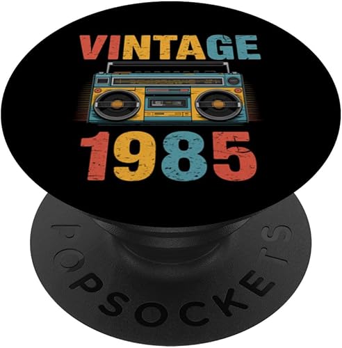 Vintage 1985 Boombox Retro Music Cassette Style PopSockets Adhesive PopGrip