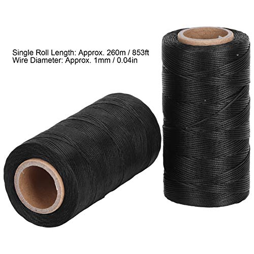 2 rollos de hilo encerado para coser cuero, hilo plano encerado para encuadernación y costura a mano, herramienta para manualidades en cuero miniatura 4