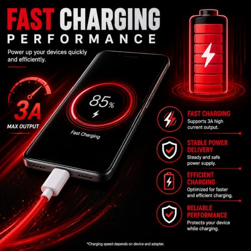 Image of Maxonar 100W USB-A to USB-C Fast Charging Cable Compatible with OnePlus 15, 15R, 13, 13R, 12, 12R, 11, 11R, 10, 10R, 9, 9R, 8, 8T, Nord 5 /4 /3 /2, CE 4 /3 /2 Lite & All USB-C Devices