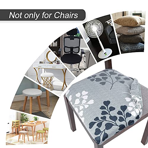Image of SearchI Seat Covers for Dining Room Chairs Stretch Printed Chair Seat Covers Set of 6, Removable Washable Upholstered Chair Seat Protector Cushion Slipcovers for Kitchen, Office(Leaves Pattern)