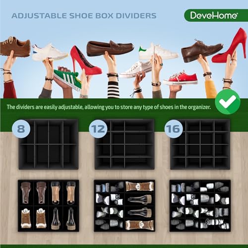 Shoe-Organizer-for-Closet-2-Pack-Large-Shoe-Box-Organizer-Fabric-Shoe-Storage-Bins-with-Clear-Cover-Collapsible-Shoe-Organizer-Durable-Shoe-Storage-Boxes-Fits-up-to-32-Pairs-Gray Shoe Organizer for Closet 2 Pack Large Shoe Box Organizer Fabric Shoe Storage Bins with Clear Cover Collapsible Shoe Organizer Durable Shoe Storage Boxes Fits up to 32 Pairs Gray