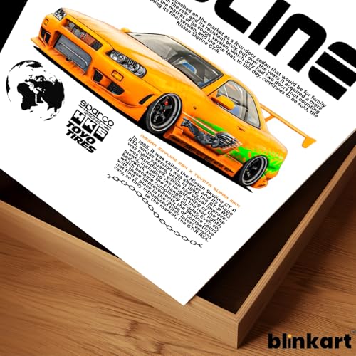 Image of BLINKART Nissan & Toyota Skyline & SupraCar Posters Sticker Gift Items for Boys Room Wall Decor || Comes with Double-Sided Tape|| Decoration Bedroom Living Room Office Studio Decor | 12x18 In (A3) - CAR-267
