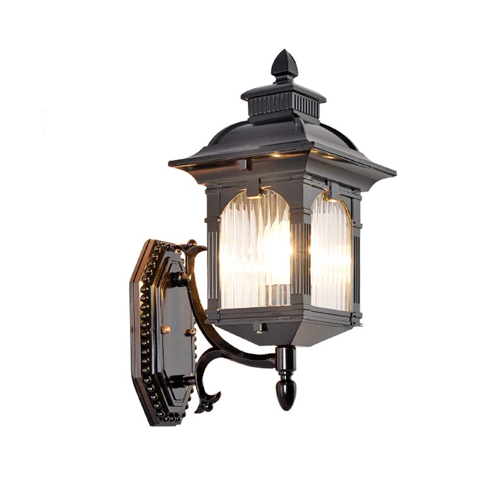 OZBMA Wall Mounted Light European Style Outdoor Lamp Waterproof Spotlights American Modern Simple Aisle Lights Creative Sconce Stair Nordic Garden Reading (Black F)