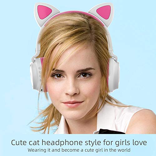 KKmoon ZW-028 Fone de ouvido sem fio Bluetooth Fone de ouvido de gato brilhante Fones de ouvido de m