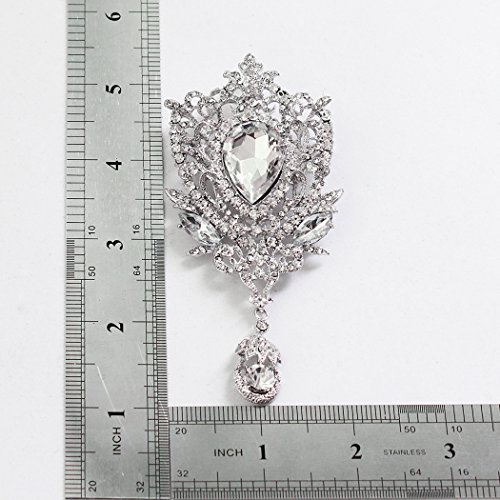 Image of EVER FAITH Women's Rhinestone Crystal Art Deco Floral Vine Tear Drop Banquet Brooch Pendant