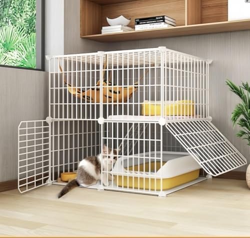 ACUOPNK 猫ケージ キャスター付きキャットケージ 室内用 多頭飼いに最適 折りたたみ式 移動簡単 組み立て簡単 ペット用品取り外し可能 室内ペット用 (キャスター付き 75*49*76cm)