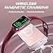 Pddosi Portable Wireless Charger Compatible for Apple Watch Series 10/9/8/UItra/7/6/5/4/3/2/SE, 1500mAh Portable iWatch Charger Travel, Magnetic Portable Watch Charger Keychain with USB C (Pink)