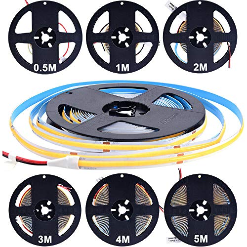 Image of 16.4FT /5M COB Flexible LED Strip Light DC12V /24V 528leds /m Bendable Tape (24V, Natural White)