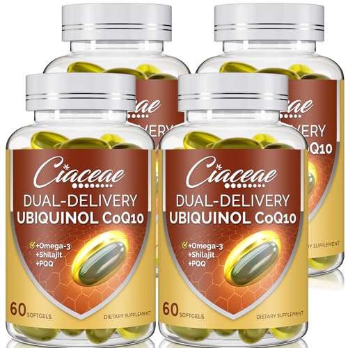 Ubiquinol CoQ10 600 MG Softgels with Omega-3 & Shilajit & PQQ, Advanced Dual-Delivery Coenzyme-Q10,