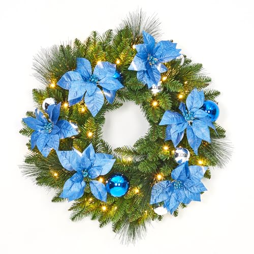 Pre-Lit 24 Inch Christmas Wreath for Front Door...