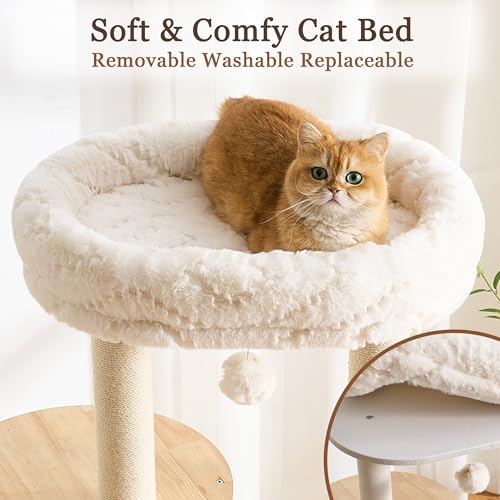 Torre para gatos de madera sólida con rascador 60 pulgadas miniatura 3