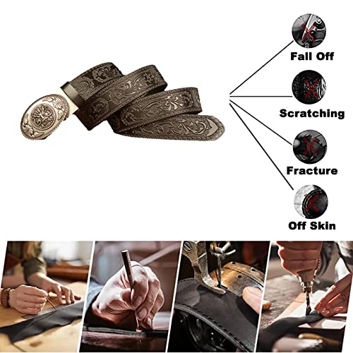 Black Leather Automatic Ratchet Belt - Sliding 3D Engraved Buckle, Adjustable For Work, Business & Casual2