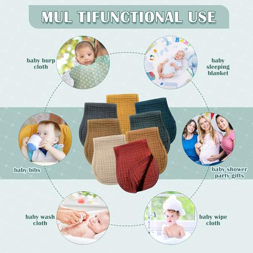Image of Frienda 6 Pack Muslin Burp Cloths Baby 20x9'', Classic Colors