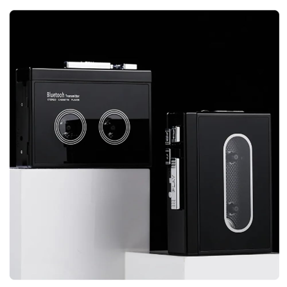 Reproductor de Casete EstéReo Retro Negro Cinta de Casete MúSica Audio Reversa AutomáTica con Bluetooth