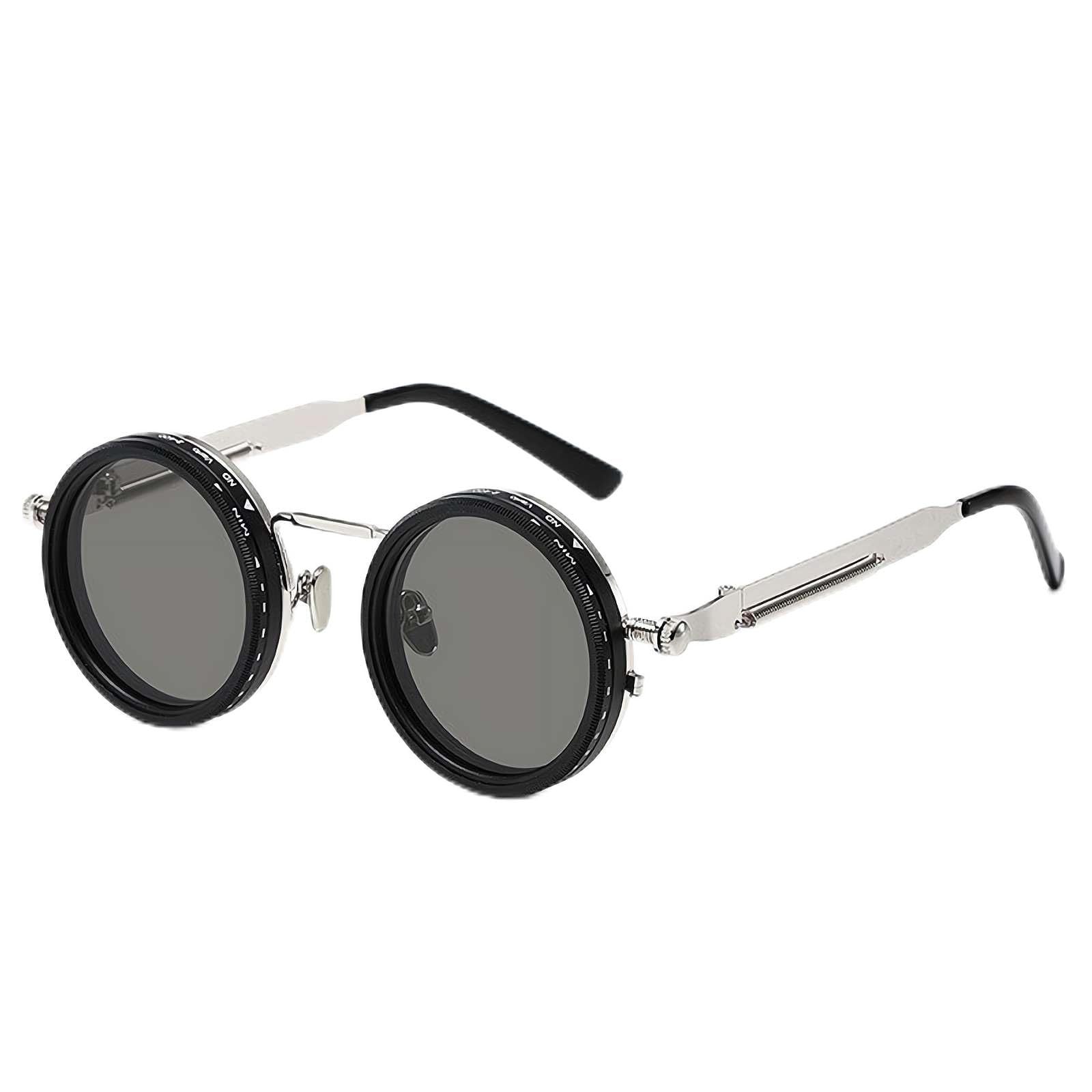 Adjustable Nd Sunglasses Filter Adjustable Polarized Glasses for Men Women – Stepless Dimming Aviation Aluminum Magnesium Frame, Photochromic Hd Clear Vision Driving Fishing Outdoor Eyewear (Silvery)