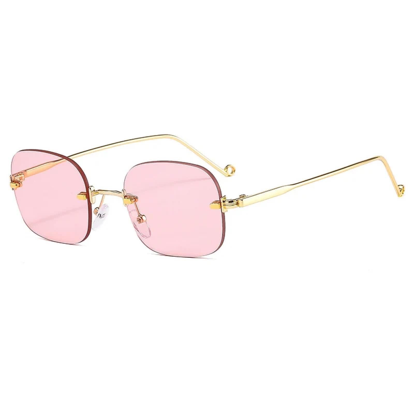 Gafas de sol pequeñas sin montura para mujer, estilo punk, para hombre, sin marco, con lentes azules transparentes, UV400
