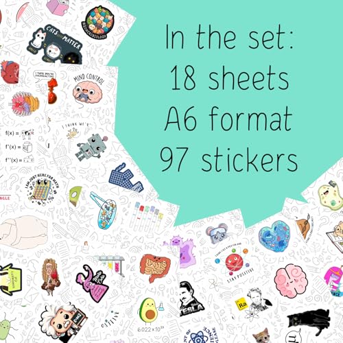 Image of 150Pcs Science Stickers for Students - Science Class Room Decor, Waterproof Vinyl Decals, Gifts for Women & Men