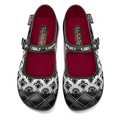 Image of Hot Chocolate Design Chocolaticas Funky Canvas Women's Mary Jane Flat Shoes, Gothic Lolita, 4 UK