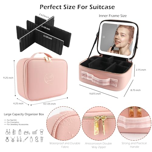 MOMIRA-Travel-Makeup-Bag-Cosmetic-Bag-Makeup-Organizer-Bag-with-Lighted-Mirror-Adjustable-Brightness-in-3-Color-Scenarios-Waterproof-Makeup-Train-Case-Gift-for-Women-Pink