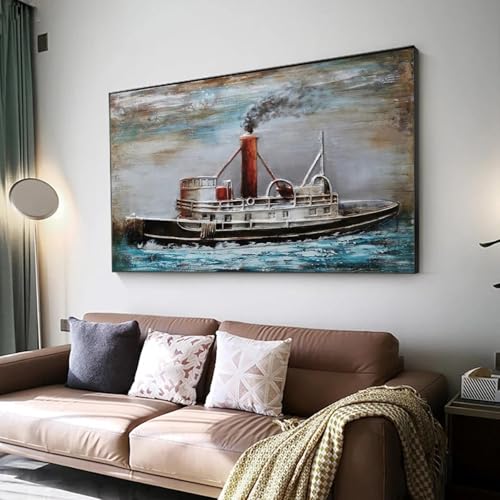 Peinture abstraite 3D de bateau pour habiller un grand mur vide