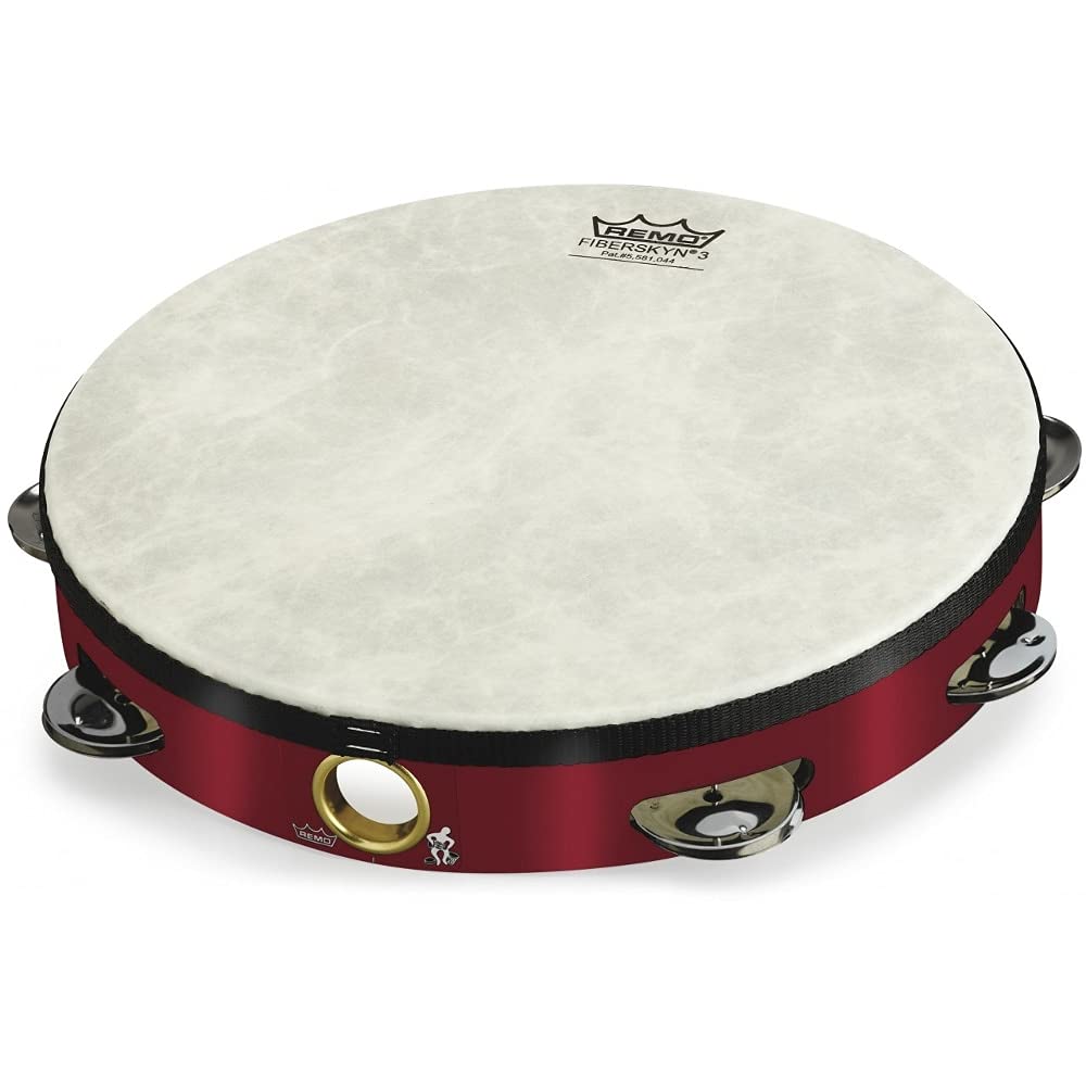 Remo Pretuned 8" Fiberskyn 3 Single Row Tambourine, Red