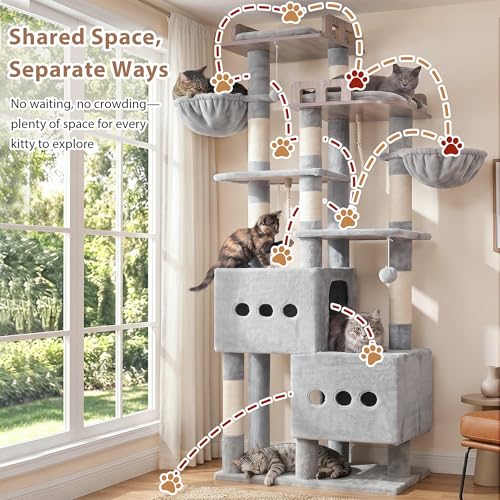 Árbol para gatos grande interior gris claro 74.8 in miniatura 6