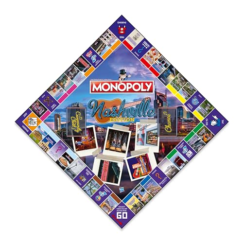 Monopoly Board Game Nashville Edition: Juego de mesa para 2-6 jugadores, educativo y de estrategia, en inglés, para niños a partir de 8 años y adultos, edición estándar miniatura 2
