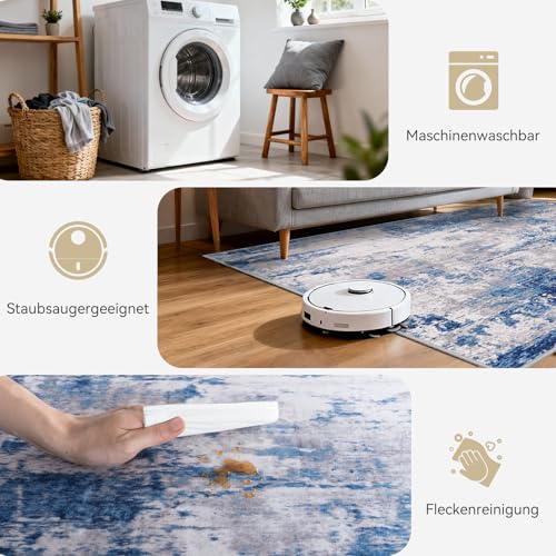 DEFYNEE Teppich Läufer 60 x 300 cm, rutschfest Teppichläufer, Kurzflor Küchenläufer, Waschbar, Faltbar, Abstraktes Design für Eingang… – Ansicht 4