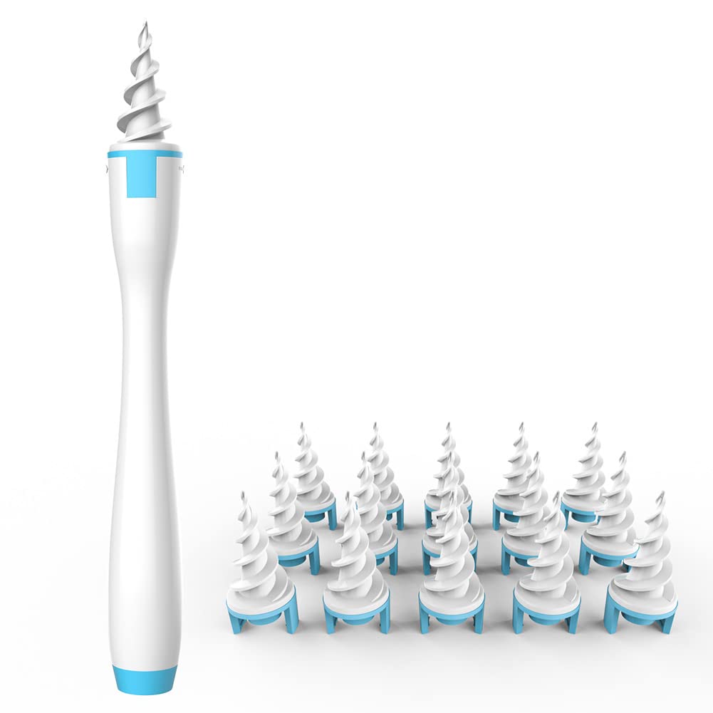 Q-Grips Spiral Ear Wax Removal Tool, Ear Cleaner kit Earwax Remover with 16 Pcs Soft Silicone Replacement Tips Suitable for Adult & Kids (Blue)