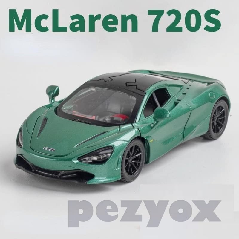 Image of McLaren 720s Model Car Sports Car 1:32 Exclusive Alloy Metal Pull Back Die-cast Car Diecast Metal Pullback Toy car with Openable Doors & Light Music Gifts Toys for Kids (green)
