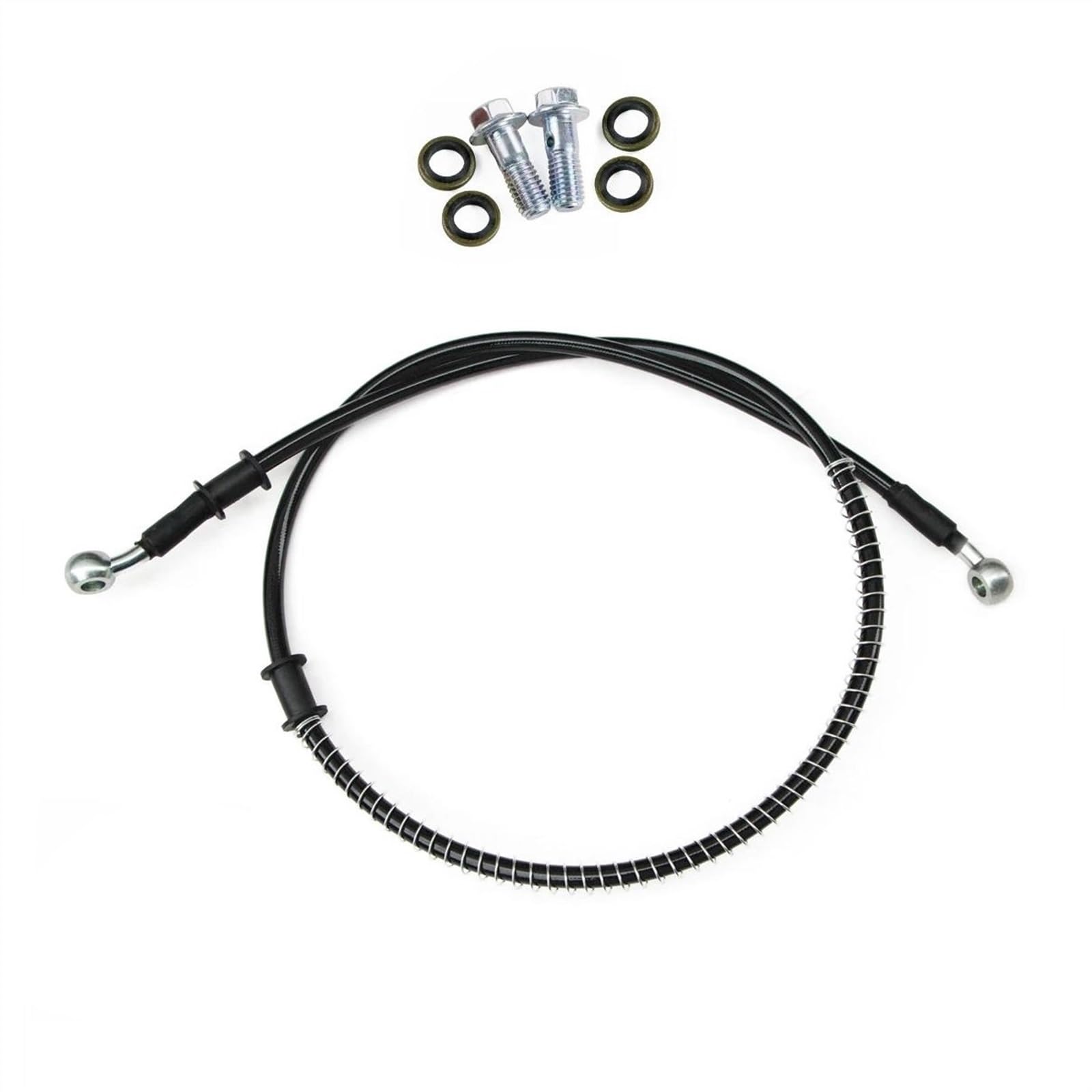 Ksxzw Black- Silver Motorbike Part 800Mm/80Cm M10 28 Degree 0 Motorcycle Braided Line Steel Brake Hose Cable Hydraulic Pipe