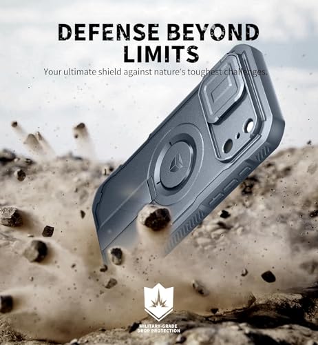 Image of Dexnor for iPhone 17 Pro Max Case, [2 Front Frame & Built-in Flip Camera Cover & Kickstand], Compatible Wireless Charging, Heavy-Duty Shockproof Case with Screen Protector, 6.9 inch Navy Blue