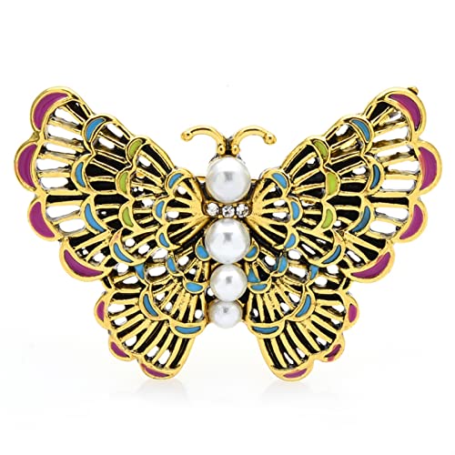 Broche papillon vintage femmes émail style palais insecte pour veste