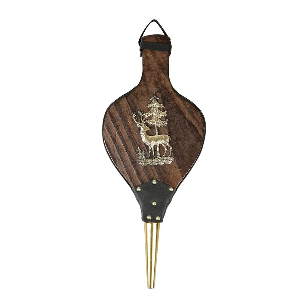 Soufflet de Cheminée 40cm Modèle CERF – Souffleur en Bois et Simili Cuir – Bois Certifié PEFC – Accessoire Poêle et Cheminée