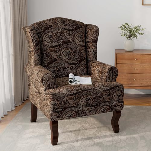 DREAMSIDEA Accent Chair, High Back Upholstered Armchair with High Resilience Sponge & Wood Legs, Mid-Century Modern Comfy Single Sofa Reading Chairs for Living Room, Bedroom (Cranberry, Set of 1)