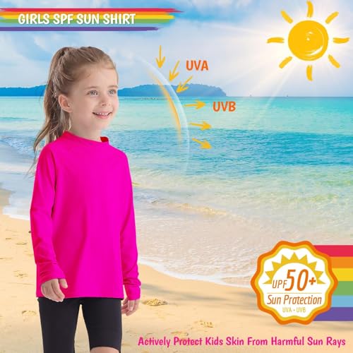 Image of Boys Rash Guard Swim Shirts Long Sleeve UPF 50+ Swimwear Toddler Kids Sun Protection SPF Water Surfing Swimming Shirts 0-16Y