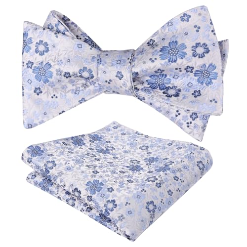 Image of Alizeal Mens 2pcs Floral Self-tied Bow Tie Pocket Square Set