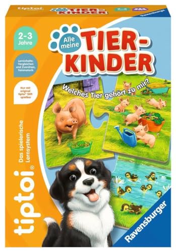Ravensburger tiptoi 00108 – Tous Mes Enfants Animaux – Jeu éducatif à partir de 2 Ans – Jeu tiptoi à partir de 2 Ans