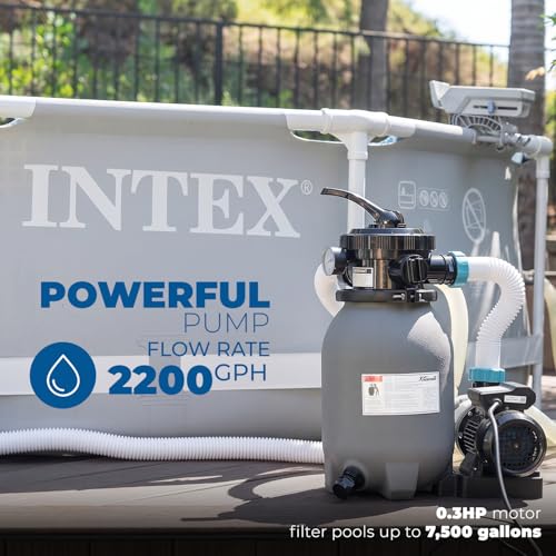Image of XtremepowerUS 10 inch Sand Filter Pump System for Above Ground Swimming Pool Multi-Port Valve Swimming Pool Filter With Filter Ball Included, Enhanced Circulation and Filtration