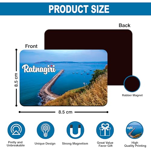 Image of Elegant Fridge Magnet with Themes |Rectangular Size Refrigerator Magnet with Magnetic Rubber Back | Pack of 1, 8.6cm X 5.4cm (Ratnagiri)